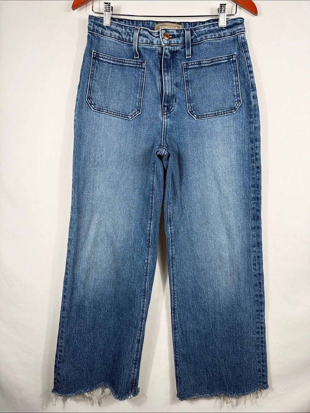 Point Sur Straight Leg High Rise Jeans in Blue Womens Waist Size 28. Inseam 27”